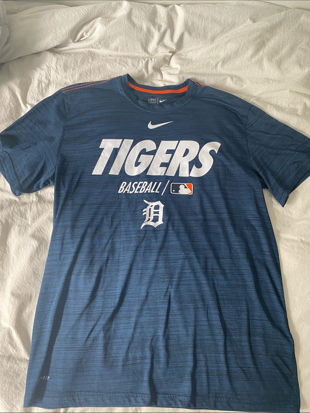Nike Blue Tigers Baseball Tee with White Logo